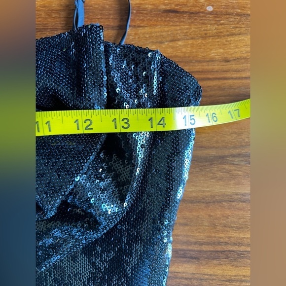 Torn by Ronny Kobo Black Sequin Silk Bow Slip Strapless Mini Dress size small - Picture 11 of 14